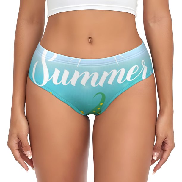 Balery Hello Summer Gnome 1 Ropa Interior de Algodón para Mujer con Dibujo – Braguitas Cómodas y Elásticas, Estilo Clásico-Small