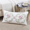 thumbnail image 5 of Home Soft Things Embroidery Canvas Throw Pillow Cover Pillow Case 2 Piece Set - Rose - Light Pink - 14" x 26" LUMBAR, 5 of 7