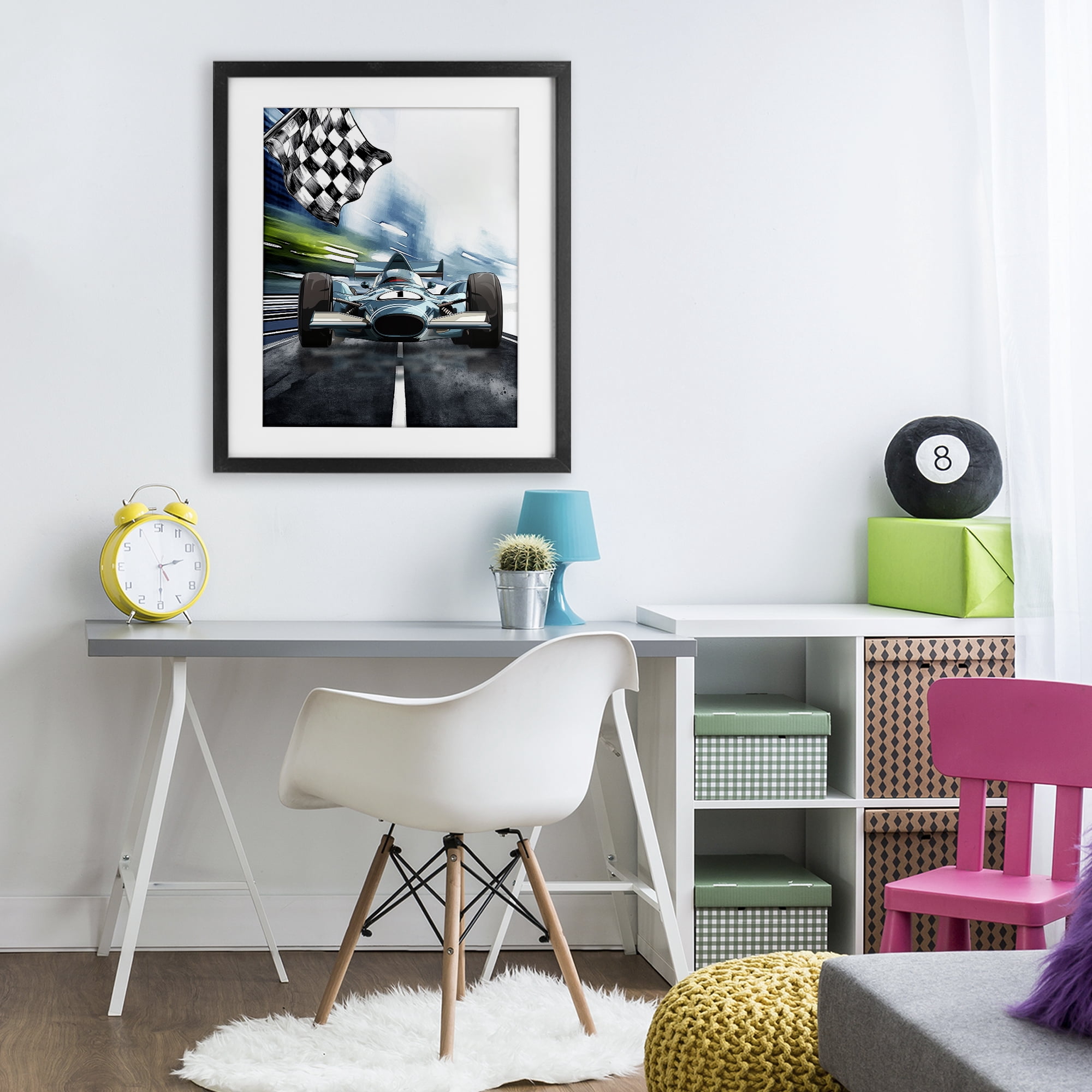 Stupell Industries Racecar Set Go Black Framed Print Under Glass, design by Christine Simpson Art