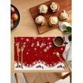 thumbnail image 2 of Placemats Set of 6, Cotton Linen Heat Table Mats Non-Slip Washable Various Christmas Ornaments Snowflakes Waves Red Placemat for Holiday Banquet Dining Kitchen Table Decor, 2 of 6
