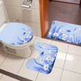 thumbnail image 5 of White Blue Daisy Bathroom Rugs Set Spring Watercolor White Floral Leaf Plant Blue Background Non Slip Absorbent Bath Mats 3 Piece Set, U-Shaped Floor Mat, Toilet Seat Cover Large Size, 5 of 9