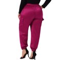 thumbnail image 3 of Pantalones cargo de satén para mujer de tallas grandes Agnes Orinda con cintura elástica y bolsillos, longitud hasta el tobillo, 4X, color rosa intenso, 3 of 6