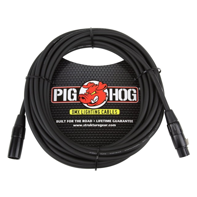 Cable de Iluminación DMX de 3 Pines Pig Hog PHDMX25, 7.5 Metros, Negro