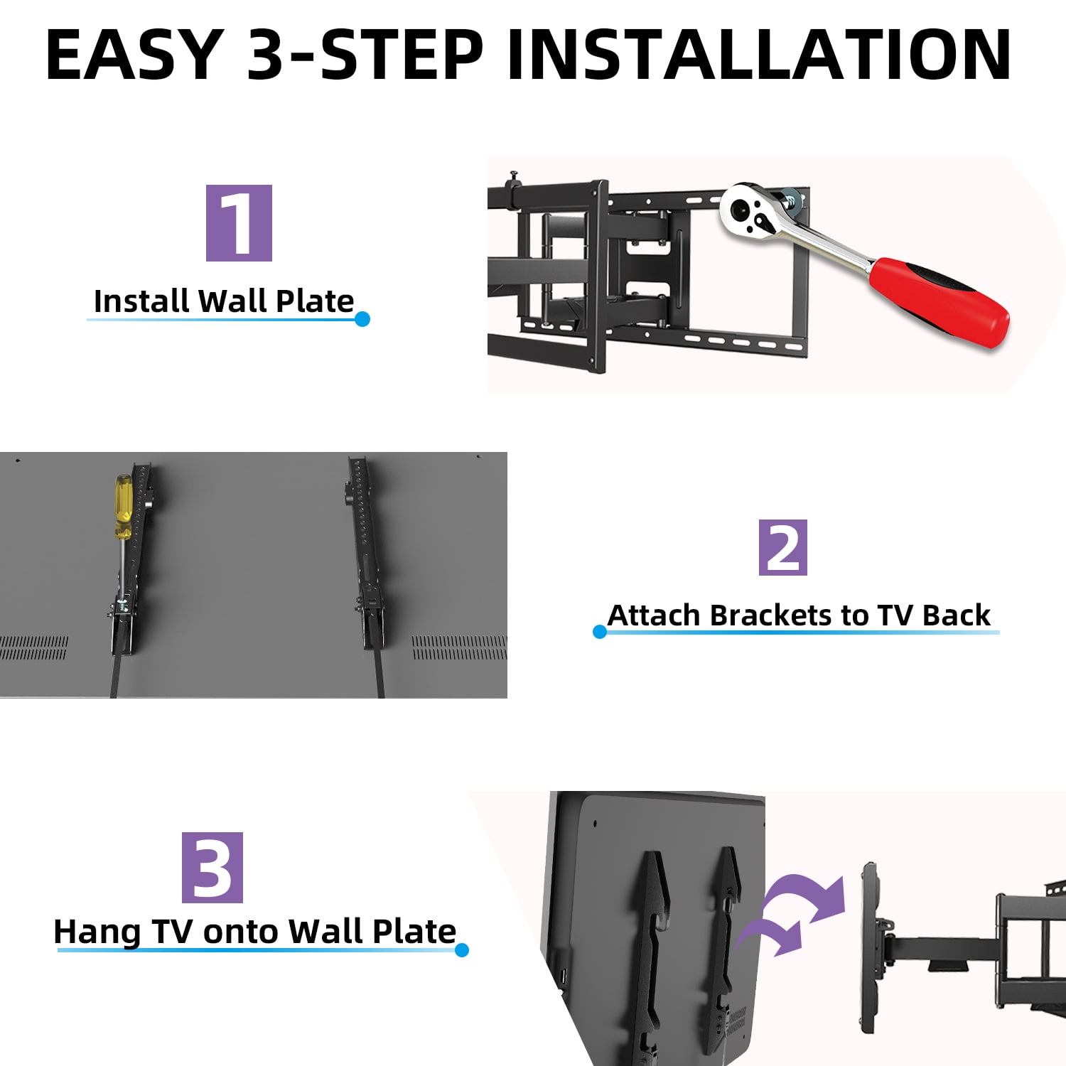 USX MOUNT Heavy Duty Full Motion Sliding TV Wall Mount for 42-90 inch TVs, Articulating 6 Arm Support up to 150lbs, Swivel & Tool-Free Tilt, Max VESA 600x400mm, Fits 12"/16"/18"/24" Wood Studs