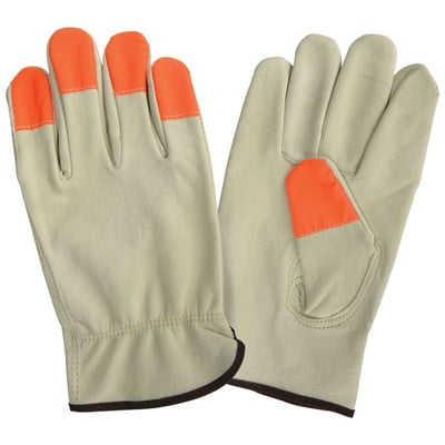 

NS Hand Protection Hi-Vis Orange Fingertip Grain Leather Driver s Gloves Large (12 Pairs)