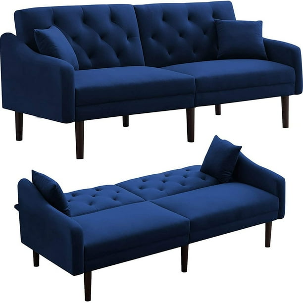 Clearance! Mid Century Couch, Navy Blue Loveseat Fabric Sofa for Small