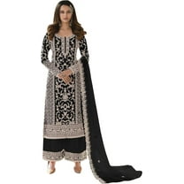 Ready to Wear Indian Pakistani Shalwar Kameez Suits Designer Palazzo Outfits ( Black, 5XL - 52 )