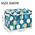 thumbnail image 5 of Yayeee Collapsible Cube Storage Bin with Lid Fabric Closet Decorative Basket with Handles, Blue White Geometric Patterns, 5 of 7