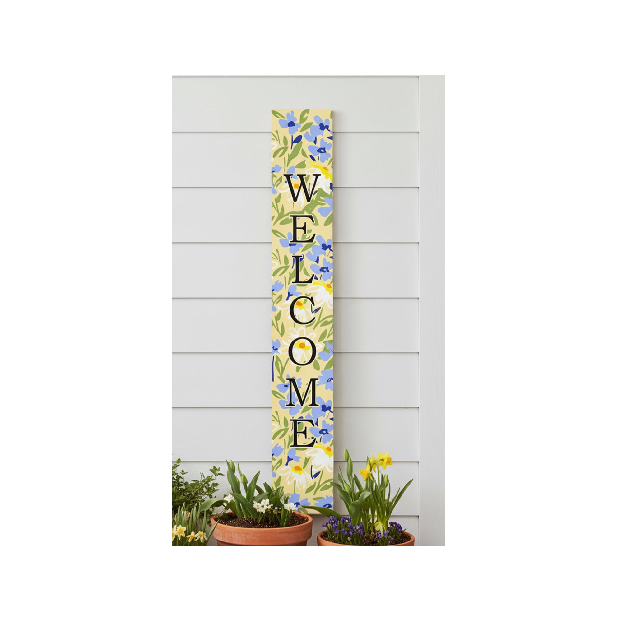 Calloway Mills 119195907 Blooming Meadow Black Welcome Porch leaner, 59" x 07"
