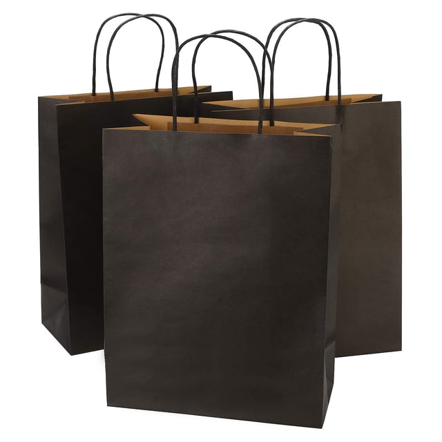 Bolsas de regalo Ronvir, 50 unidades, grandes, negras, 25 x 13 x 33 cm, color kraft