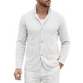thumbnail image 6 of RJMDKXZ Men's Cardigan Sweaters Casual Classic Textured Button Down Notch Lapel Long Sleeve Cardigan with Pockets, 6 of 6