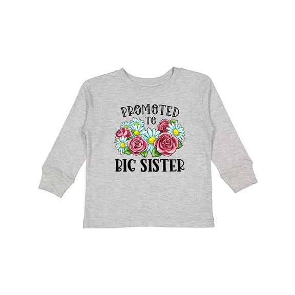 Inktastic Promoted to Big Sister with Flowers Girls Long Sleeve Toddler T-Shirt
