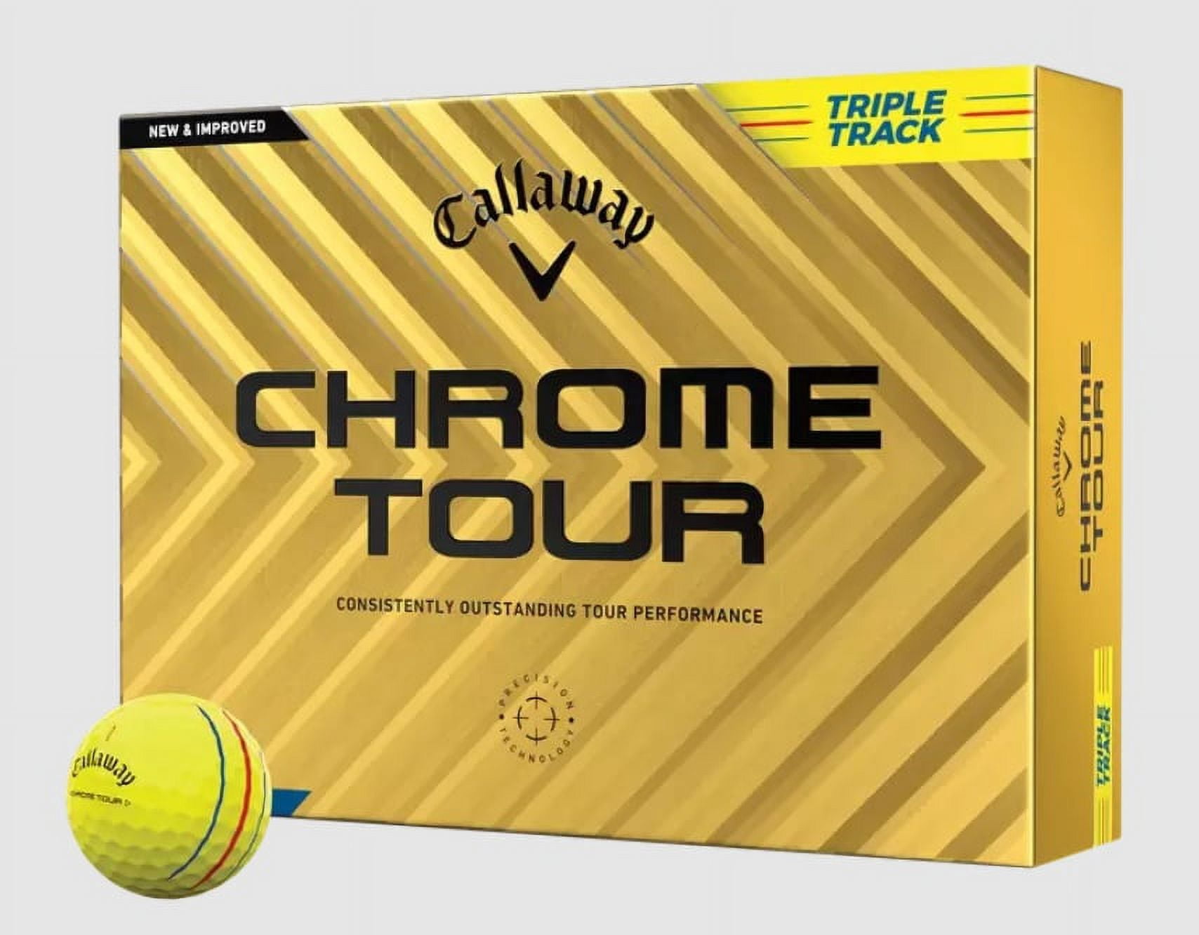 (2 pack) Callaway 2024 Chrome Tour Triple Track Golf Balls, 12pk - Yellow