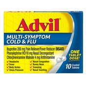 Advil Multi Symptom Cold and Flu Pain Reliever and Fever Reducer 10 Ct Tablets