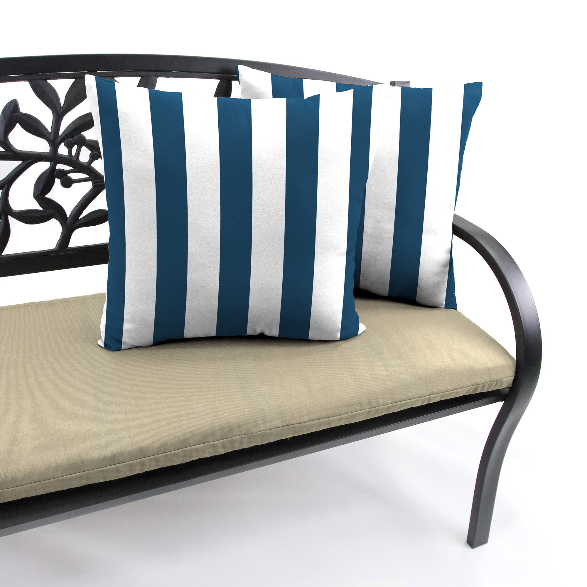 Jordan Manufacturing 20" x 20" Awning Navy Stripe Square Outdoor Throw Pillow (2 Pack)