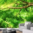 thumbnail image 3 of wall26 - Sunrays Shining Through Green Leaves of high treetops in a Beech Forest, Panorama Format - Removable Wall Mural | Self-Adhesive Large Wallpaper - 100x144 inches, 3 of 6