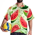 thumbnail image 4 of Watermelon Men's Casual Poplin Button Down Short Sleeve Shirts for Summer Beach - Unisex, 4 of 6
