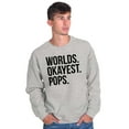 thumbnail image 3 of Worlds Okayest Pops Grandfather Men's Big & Tall Crewneck Sweatshirt Brisco Brands 2X, 3 of 5