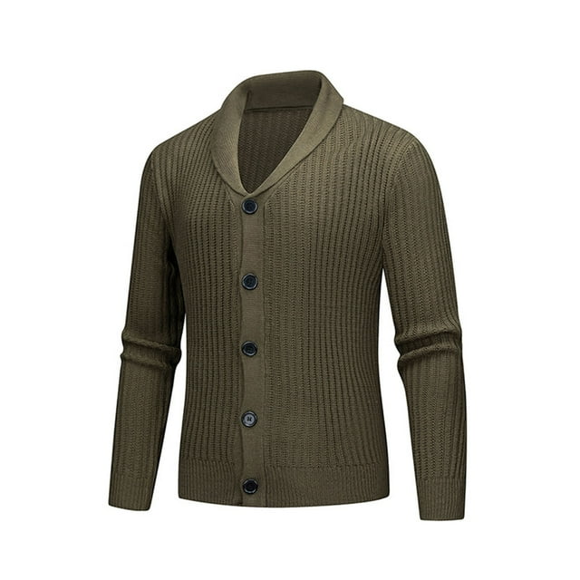 hoksml Men's Casual Ribbed Knit Cardigan Solid Color Long Sleeve Button Front Open Sweater Fall Winter Fashion Coats