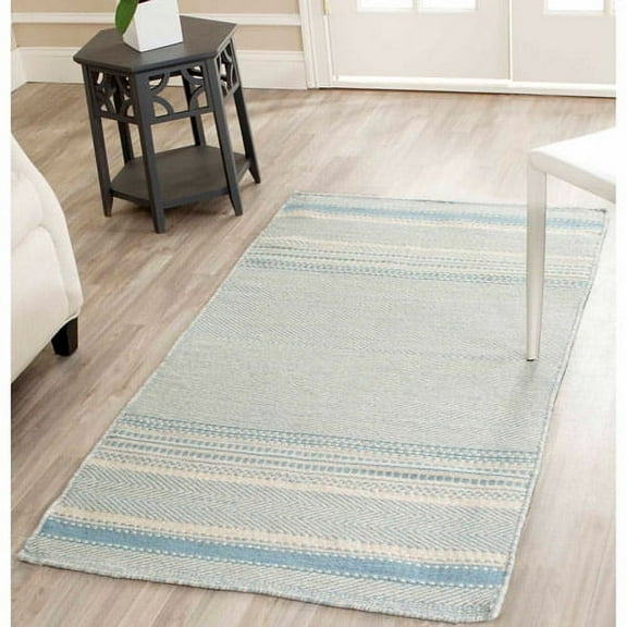 SAFAVIEH Kilim Orpa Striped Wool Area Rug, Light Blue/Ivory, 3' x 5'