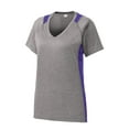 thumbnail image 5 of Sport-Tek Ladies Heather Colorblock Contender Neck Tee-L (Vintage Heather/ Purple), 5 of 6