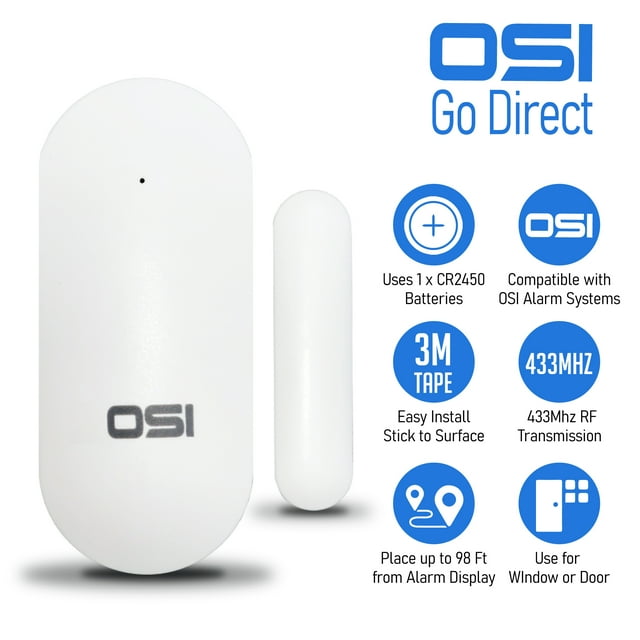 OSI Alarm Wireless Contact Sensor (Window/Door) - Accessory for OSI DIY Home Wi-Fi Alarm Kit , Notifications, Wi-Fi wireless Door & Window Sensor,Google Home & Alexa, smartphone app,NO Monthly Fees