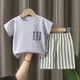 thumbnail image 2 of Odeerbi 2-10 Años Conjunto de Verano Para Niños Camiseta Corta de Algodón A Rayas Conjunto de Dos Piezas, 2 of 3
