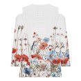 thumbnail image 4 of Xdegoge Women Clothing Under 10. Womens Tops 3/4 Sleeve Trendy V Neck T Shirts Floral Summer Tunic Ladies Tops Loose Fit Dressy Casual Blouses Lightweight Eyelet Going Out Tops Ropa Mujer, 4 of 5