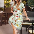 thumbnail image 3 of Rateoe Mushroom Bee Pattern Women’s Short Sleeve Dress – Casual Elegant Summer A-Line Dress for Everyday Wear, 3 of 6