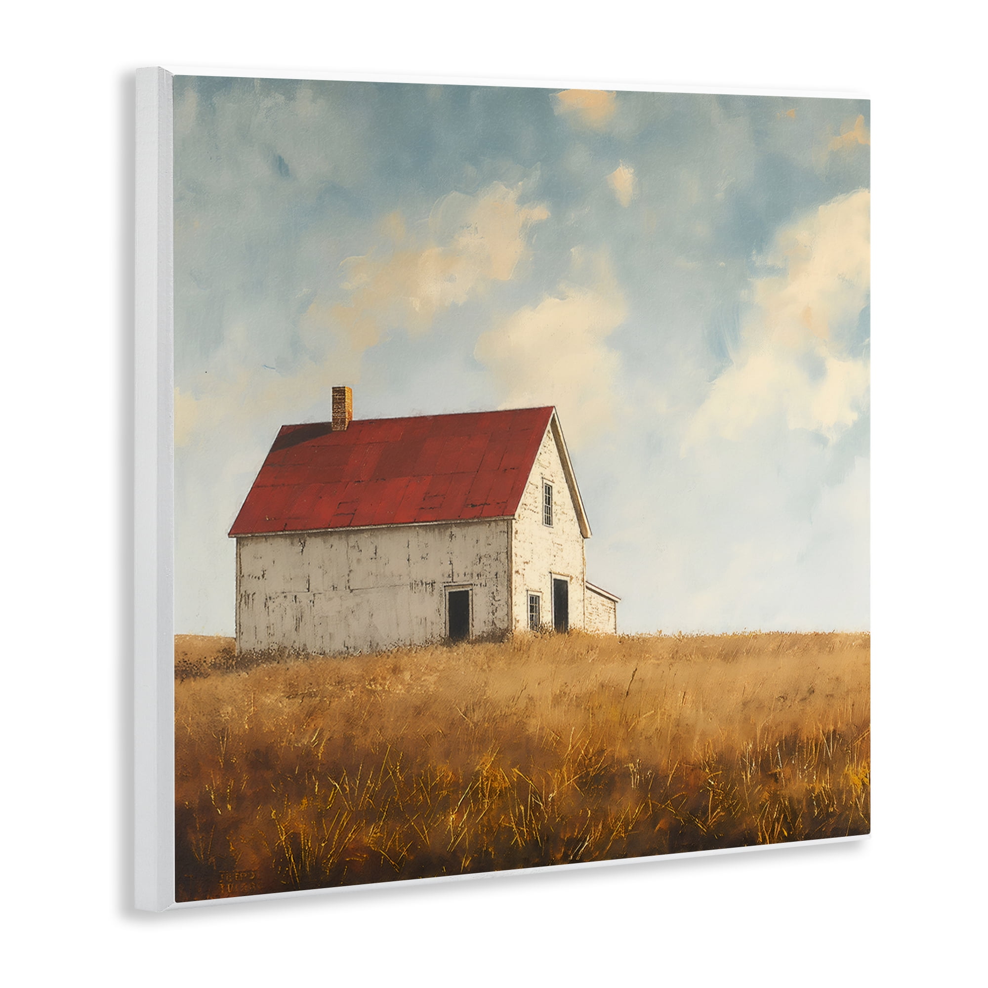 Stupell Industries Barren Farmland Barn Landscape & Nature Painting Unframed Art Print Wall Art, 12 x 12