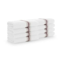 Aston & Arden Turkish Cotton Wash Cloths (8-Pack, Thick 600 GSM, 13x13 in., Ultra Soft and Plush, White with Rose Red Ombre Striped Border