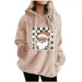 thumbnail image 2 of HOMBOM Cute Santa Christmas Sweatshirts for Womens Merry and Bright Hoodies Pullover Pink Long Sleeve Casual Fleece Womems Shirts, 2 of 4