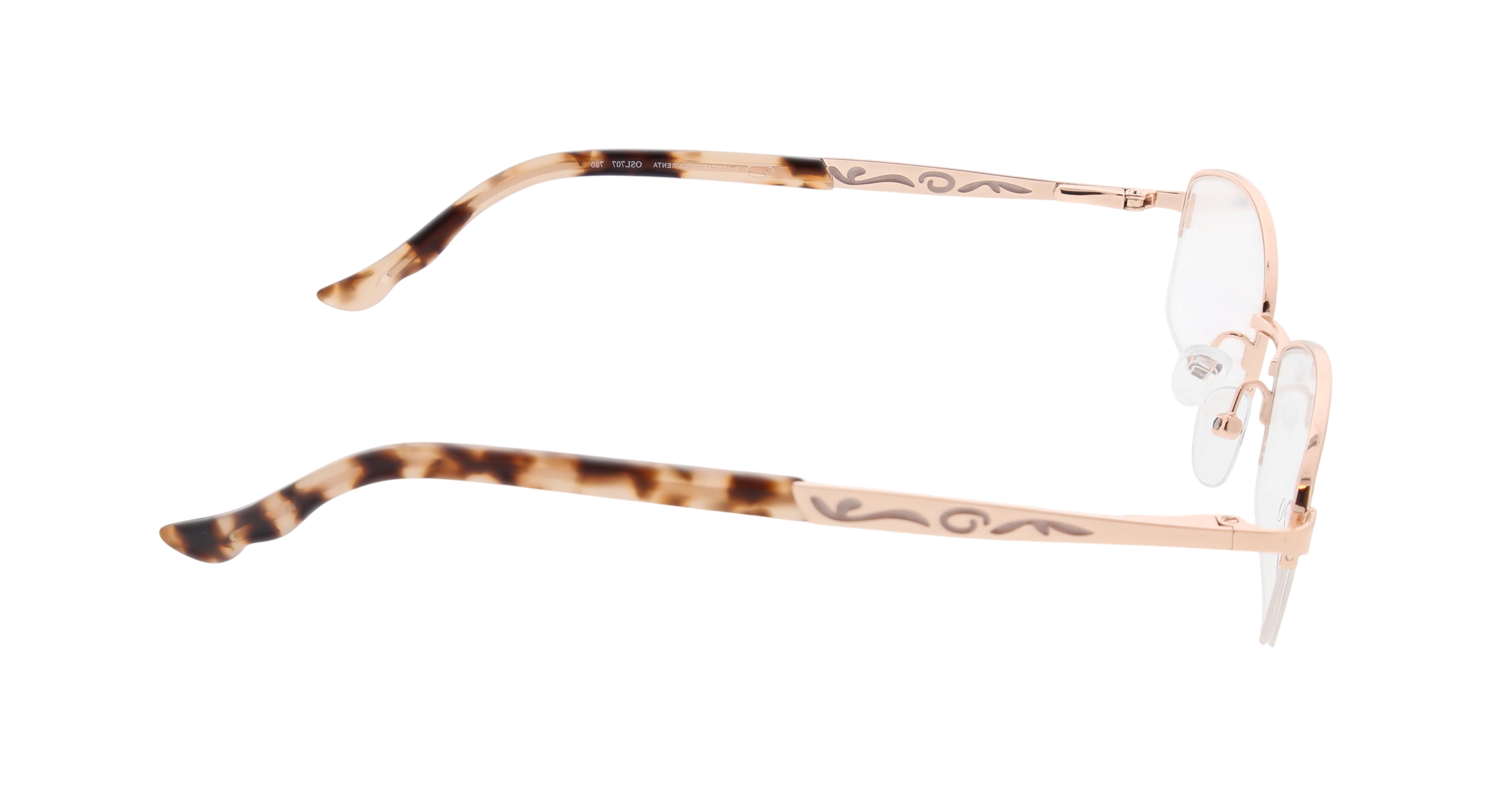 Oscar by Oscar de la Renta Womens Eyeglasses OSL707 Shiny Rose Gold Semi-Rimless Rectangle