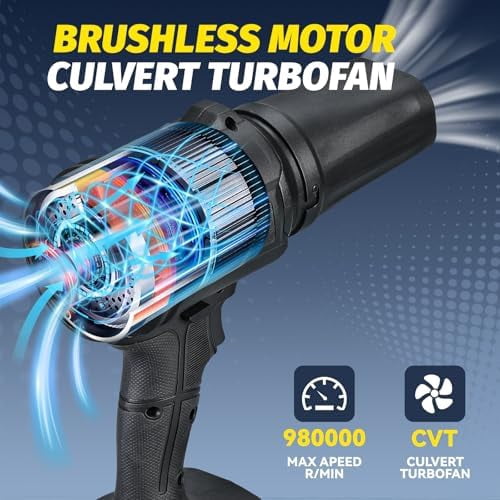 Leaf Blower Cordless, 21v Handheld Leaf Blower with 2 X 4.0ah Batteries and Charger, 980,000 RPM Mini Blower, for Lawn Care, Patio, Dust, Blowing Leaves, Snow
