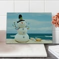 thumbnail image 2 of Snowman Cutting Board, Winter Vacation Holiday Theme Figure Seashells Sitting on Sandy Beach Coastal, Decorative Tempered Glass Cutting and Serving Board, Small Size, Multicolor, by Ambesonne, 2 of 5