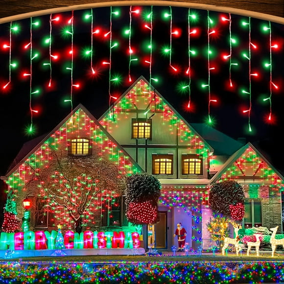 Luces navideñas Nielfoi, 10 m, 400 LED, color rojo y verde, impermeables