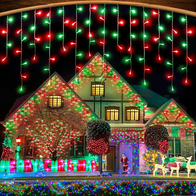 Luces navideñas Nielfoi, 10 m, 400 LED, color rojo y verde, impermeables