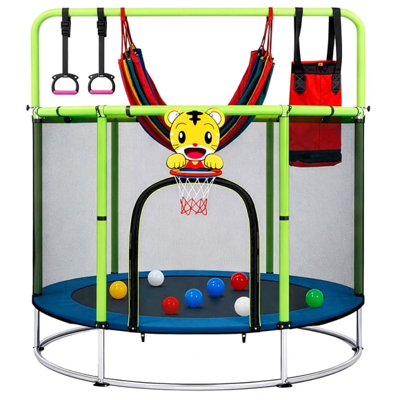 Trampolin para Niños Brincolin Infantil LITTLE MONKEY 142cm Multijuego con Proteccion Acero Reforzado