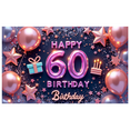 thumbnail image 6 of Yatrandify Colorful Design Happy 60 Birthday Banner Decorative Balloons Celebration Cake Floral Stars for Birthday Party Indoor Decoration Milestone Event, 6 of 7