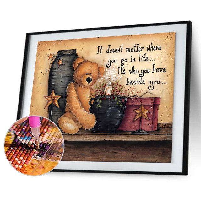 Cuadros Decorativos Diamante pintura oso de peluche completo taladro redondo imagen de diamantes de imitación Tmvgtek embutido en tela