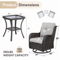 thumbnail image 7 of Unnifurnzi Outdoor Swivel Rocker Patio Chairs-Outdoor Swivel Rocking Chairs with Side Table 3 Pieces PE Wicker Patio Furniture Set for Porch Deck Balcony Garden-Brown/Beige, 7 of 7