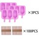 thumbnail image 5 of Juego de 3 moldes de silicona for paletas con tapas y 100 palitos de paleta, perfecto for hacer cakesicles, cake pops y helados, 5 of 5