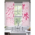 thumbnail image 2 of Valentine's Day Sheer Curtains 72 Inch Length 2 Panels Set, Pink Bows Romantic Love Heart Voile Window Treatment Rod Pocket Curtains Sheers Drapes for Bedroom/Living Room/Kitchen 52"x72"x2, 2 of 7