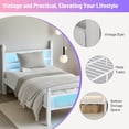 thumbnail image 4 of Chuangshuo Guard Twin Size Bed Frame with LED Storage Headboard Shelf , Metal Platform Bed, Noise-Free, White, 4 of 8