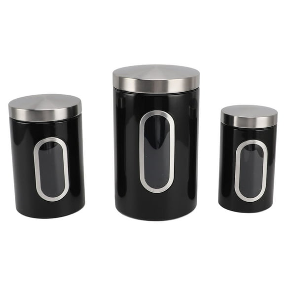 3 Piece Canisters Sets For The Kitchen, Kitchen Jars With See Window, Airtight Coffee Container Tea Organizer & Sugar Canister, Kitchen Canisters Kitchen Decor