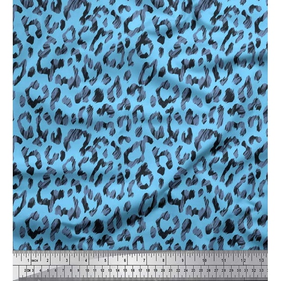 Soimoi Rayon Crepe Fabric Leopard Animal Skin Decor Fabric Printed Yard 46 Inch Wide