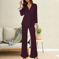 thumbnail image 2 of GILIGEGE Two Piece Sets for Women Women's Spring Solid Color with Pockets Color Blocked Cuffs Wide Leg Pants Loose Casual Pants Suit Set Rd2 M, 2 of 9