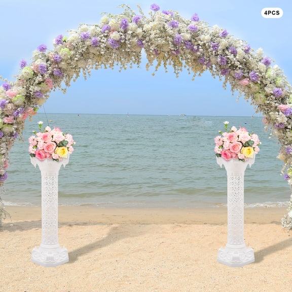 4pcs Wedding Roman Pillars Artistic Statue Party Flower Holder Plastic Column White 35"
