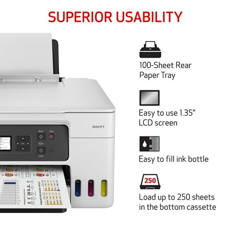 Canon - MAXIFY MegaTank GX3020 Wireless All-In-One Inkjet Printer - White