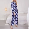 thumbnail image 3 of Honeii blue starry sky Skull flower print Women's Pajama Sets Long Sleeve Button Down Sleepwear Nightwear Soft Pjs Lounge Sets-Medium, 3 of 7